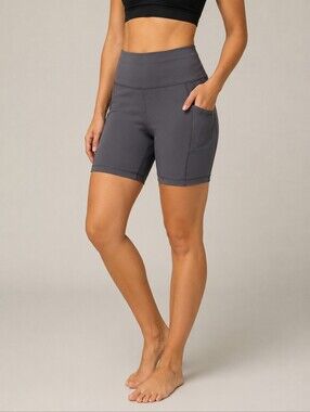 #1153 Ideology High-Waist Charcoal Women’s Active Bike Shorts with Side Pockets